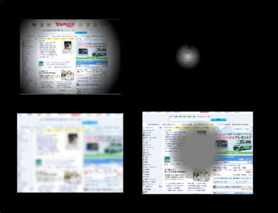 見えにくさの画像です。日中心暗点や視野狭窄、ぼやけた見え方などの画像です。